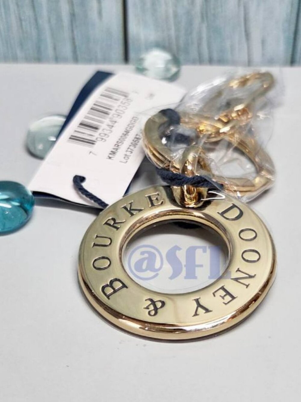 Dooney & Bourke Gold Plated Signature Big Circle Keychain Key Fob Bag Charm